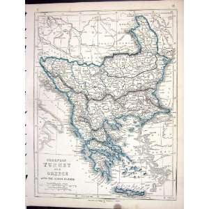   Map 1853 Europe Turkey Greece Ionian Islands Crete