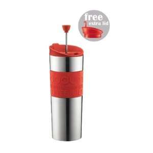  Bodum Red Travel French Press Mug With Bonus Extra Lid 