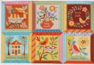   Fancy 6 quilt block squares Faith Family Friends Bird Saltbox house 5