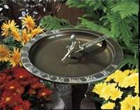 Weathered Bronze Fisherboy Sundial Birdbath  