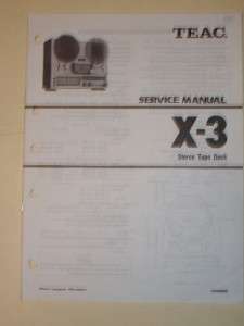 TEAC Service Manual/Part List~X 3 Stereo Tape Deck  