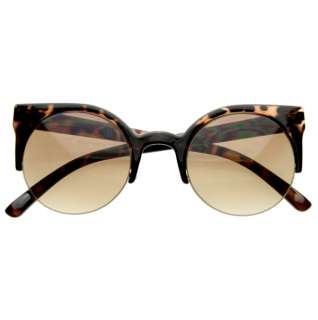   Inspired Super Round Circle Cat Eye Semi Rimless Sunglasses 8095