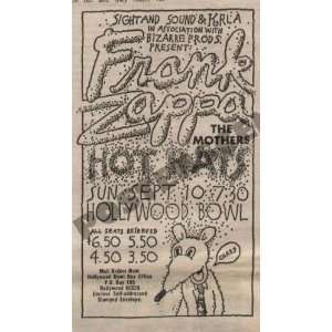 Frank Zappa Los Angeles Concert Promo Ad Poster 1972