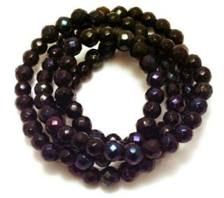 Vintage Necklace Aurora Borealis Jet Black Crystal Bead  