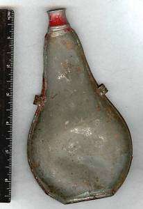 Antique Tin Black Powder Can, flask shape  