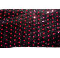 G33 Shiny Small Red Sequin Black Fabric Material by Mtr  