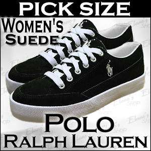 POLO Ralph Lauren Black Suede Sneaker Shoe Women PickSz  