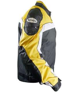 Mens Black and Yellow Waterproof Tri Tex Fabric Motorcycle Jacket 3XL 