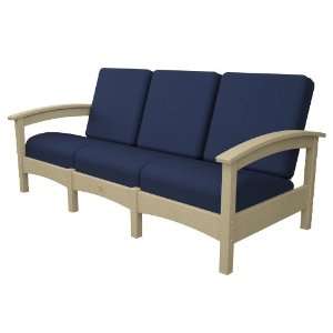  Trex Outdoor Rockport Club Sofa in Sand Castle with Navy 