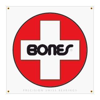  BONES SWISS CROSS WHITE BANNER 36 X 36