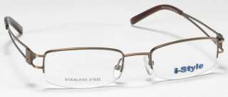 Smilen Eyewear i Style Mens Eyeglasses Half Rimless Frames Brown Coco 