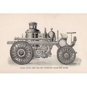  Steam Fire Engine 12X18 Art Paper with Black Frame