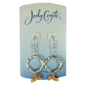  Jody Coyote Silver Copper Round Leaf Drop Earrings 