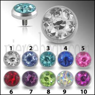 Wholesale 25Pcs. 14G Steel Jeweled Dermal Anchor Tops  