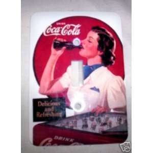    Coca Cola Metal Switch Plate Cover/Girl At Cooler 