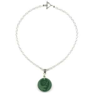  Sterling Silver Etched Moss Agate Fern Necklace: Jewelry