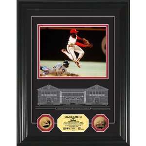  BSS   Ozzie Smith HOF Archival Etched Glass 24KT Gold Coin Photo 