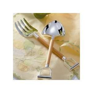  Godinger SALAD SERVERS SHOVEL/RAKE WOOD