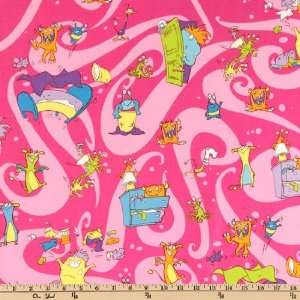  43 Wide Boogie Monsters Playtime Pink Fabric By The Yard 