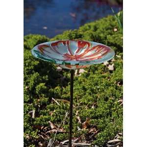   Garden Glass birdbath with Stake, Poppy Paradise: Patio, Lawn & Garden