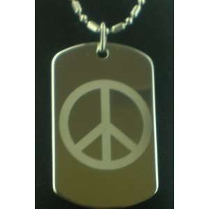  PEACE Symbol Dog Tag Pendant Necklace: Everything Else