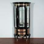 French Black Boulle Demilune Curio Display Cabinet  