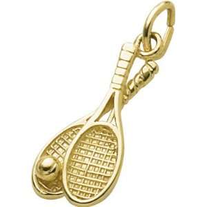  Rembrandt Charms Tennis Racquets & Ball Charm, Gold Plated 