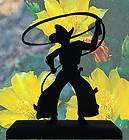 Bowlegged Cowboy with Lasso Handmade Wood Display Silhouette 