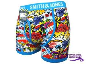 Mens Smith & Jones Blue Doodle Tattoo Boxer Shorts  