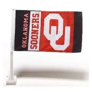  Oklahoma Sooners CAR FLAG w/Wall Brackett Set of 2   NCAA 