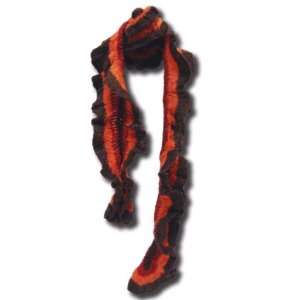  Red Fish Designs Brown Orange Red hand Knit Curly Scarf 