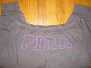   PINK capri cropped sweatpants lounge pants gray medium EUC  