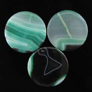  45mm green stripe agate coin pendant bead: Home & Kitchen
