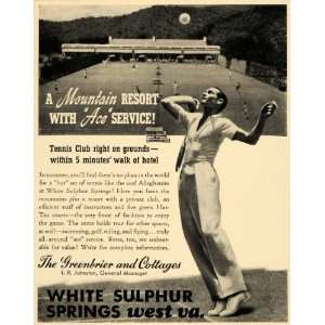   White Sulphur Springs Tennis Club   Original Print Ad