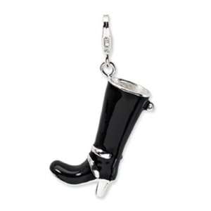   La Vita Silver Enamel Black Buckled Boot Charm: Amore La Vita: Jewelry