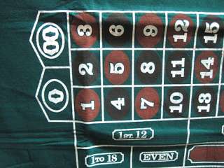 GREAT NEW CASINO ROULETTE GREEN FELT LAYOUT 36 X 72 *  