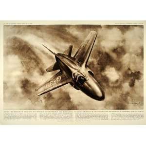  1955 Folland Midge British Jet Fighter C E Turner Print 