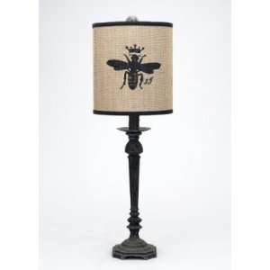   Black Dragonfly Shade/Burlap Trim/Metal Resin Base