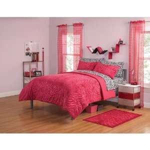   2pc Girl Mink Super Soft Pink Zebra Twin Comforter Set: Home & Kitchen