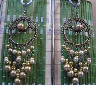 Fashion Long Vintage pearl Ancient Dangle Earrings A1  