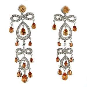 Sumptuous Dangle Earrings with Champagne CZs Alljoy 