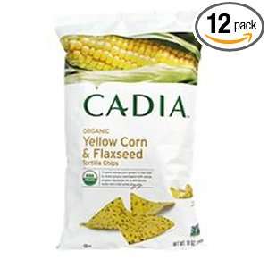 Cadia Organic Yellow Corn and Flaxseed Tortilla Chips, 10 Ounce (Pack 