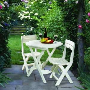  Quik Fold¨ Caf? Set in White Patio, Lawn & Garden