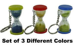   HOURGLASS TOY KEY CHAINS~Sand Timer~Party Favors Stocking Stuffers