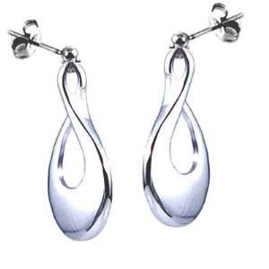  Chunky stylised teardrop stirling silver drop earrings 
