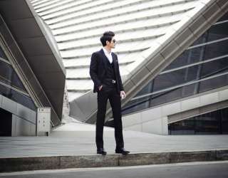   fashion Full dress Casual/Business Black Slim fit Suit jacket  