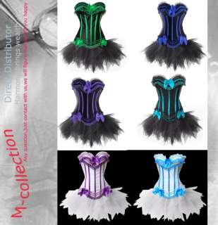 New Lace Up Corset & Bustiers Top Dress TUTU Sets +Gstring + Mini 