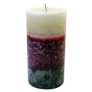  Triple color Round Pillar Candle   Burgundy/Green/Ivory 