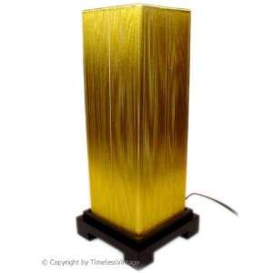  Retro Zen Gold Silk String & Wood Table Accent Lamp