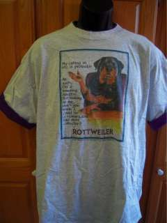 ROTTWEILER T Shirt XL 1995 Periwinkle Opinionated Pets Purple Trim 